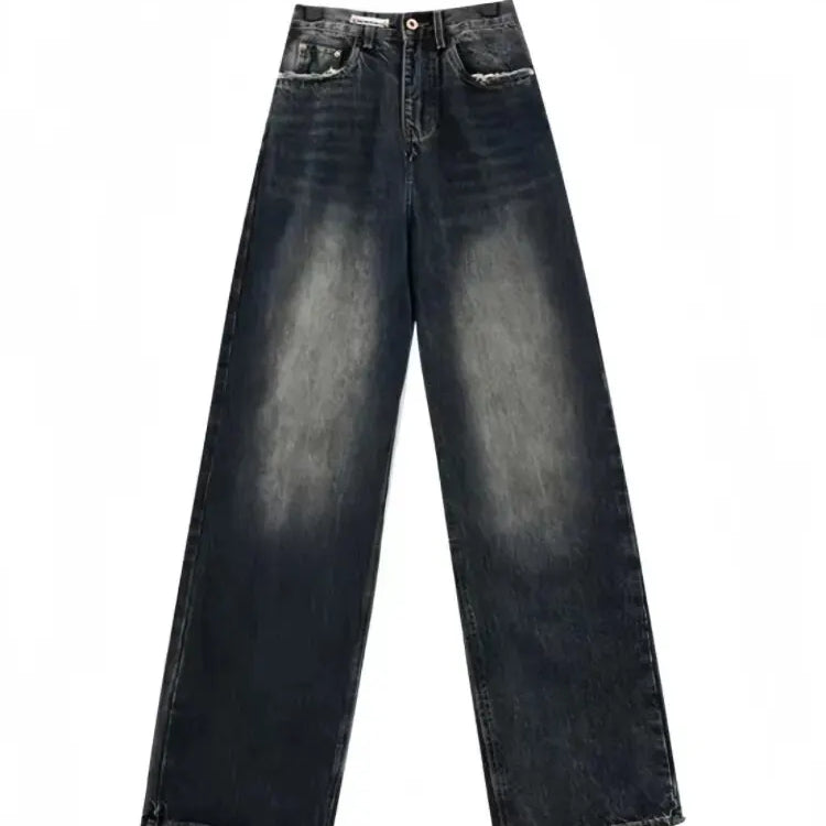 Women's Harajuku Style Loose Wide Leg Jeans Autumn Winter Street Fashion Retro Straight Loose Denim Trousers