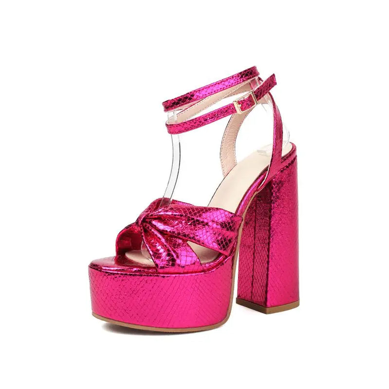 SIMLOVEYO Sexy Women Sandals Peep Toe Block High Heels Ankle Buckle Strap Platform Hill Size 45 Party Shoes