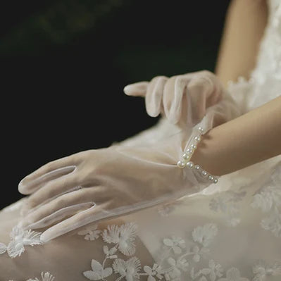 Bridal Wedding Gloves Short Tulle/Cotton Women's Party Prom Wedding Dress Accessories ST-0009-A CHINA