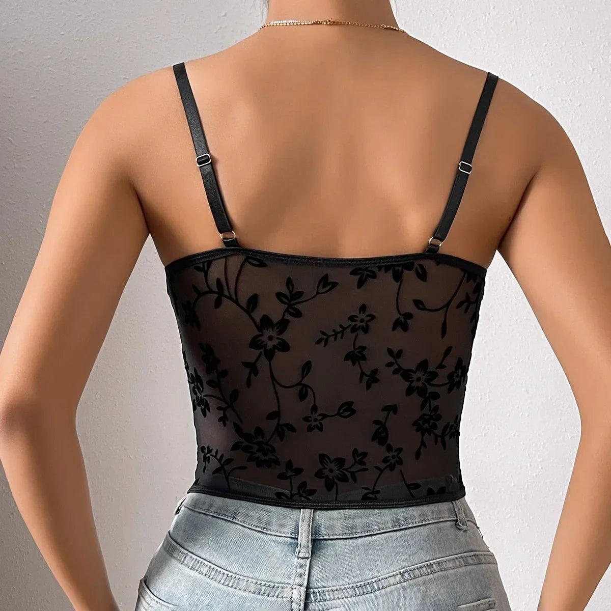 sweet sheer PATCHWORK slip mesh Chic off shoulder Camis Slim Korean Tanks Top Elegant Basic Crop Top summer Women Bustier