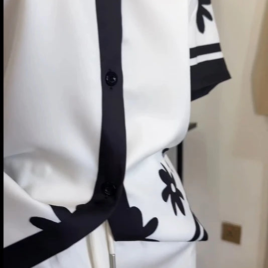 GLCMYAYA floral printed Side Women's Set Half Sleeve Shirt Tops and Shorts 2025 Holiday Vacation Street Two 2 Piece Set Outfits