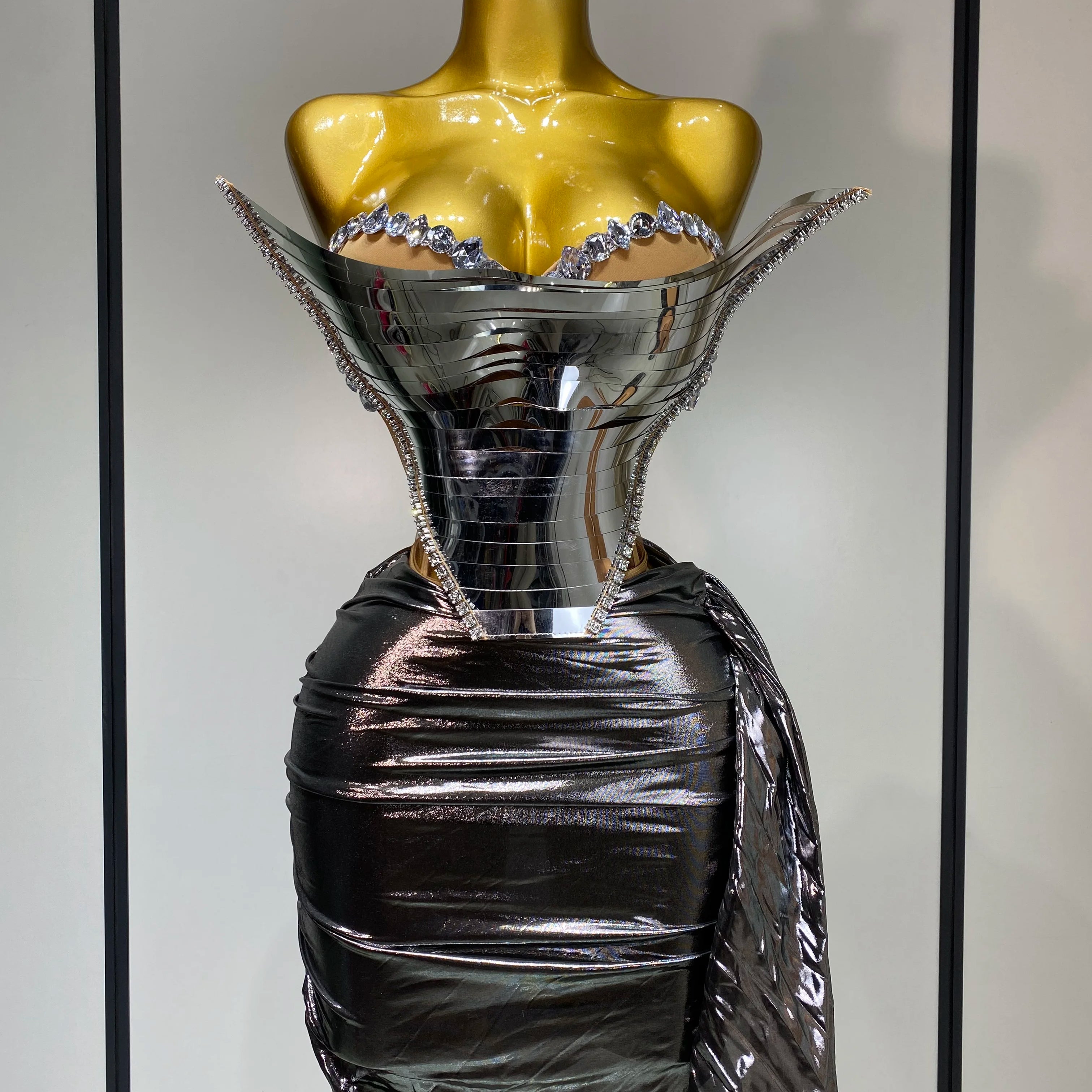 Sparkly Sliver Sequin Sexy Top Two Pieces Set Women Celebrate Party Luxury Birthday NightClub Performance Dancer Stage Outfit