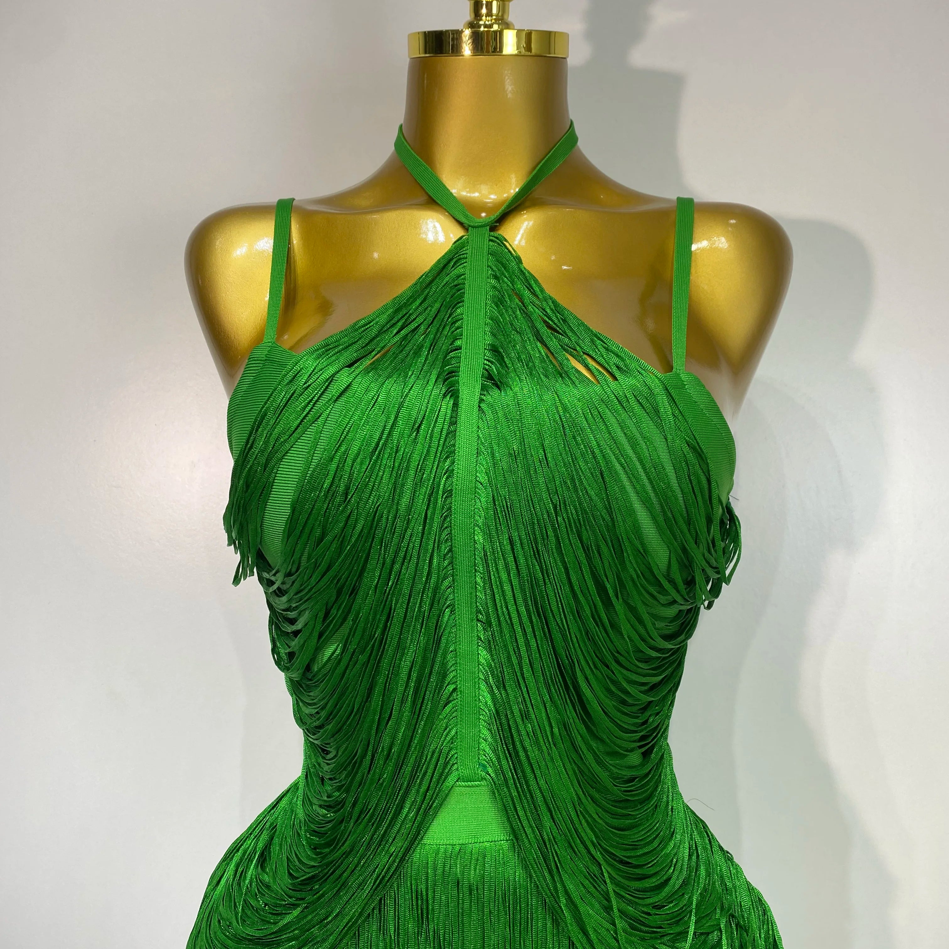 Women Sexy Backless Tassel Green Ankle Bodycon Bandage Dress 2025 Celebrity Elegant Evening Club  Luxury Birthday Party Outfit 