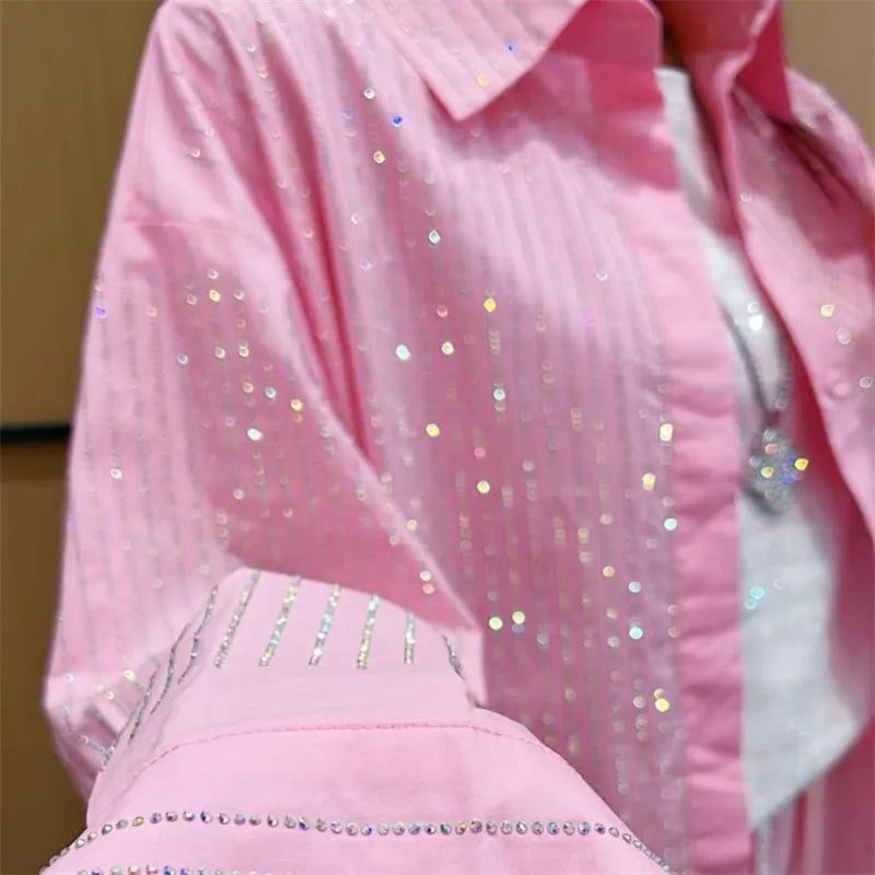 drill POLO collar shirt loose casual blouse ladies temperament elegant top