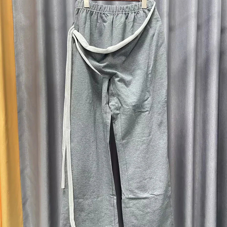 Conjunto casual de duas peças com blocos de cores para mulheres, gola redonda, manga comprida, blusa de cintura alta e calça, conjunto chique, roupa da moda feminina