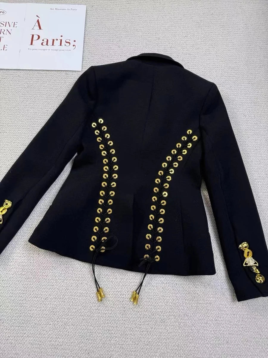 TWOTWINSTYLE Solid Slimming Jackets for Women Lapel Long Sleeves Patchwork Irrgular Button Temperament Jacket Female Fashion New