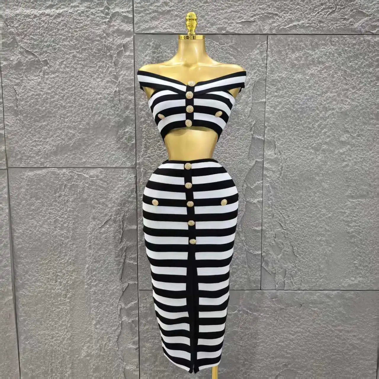 High Quality Women Sexy Slash Neck Off the Shoulder 2 Pieces Bodycon Long Bandage Dress Nightclub Party Bar Fashion Outfit