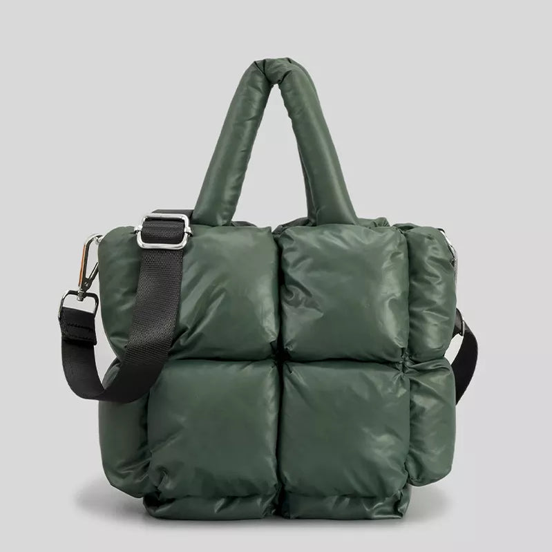 Fashion Large Tote Padded Handbags Designer Quilted Women Shoulder Bags Luxury Nylon Down Cotton Crossbody Bag Winter Purse Green mini