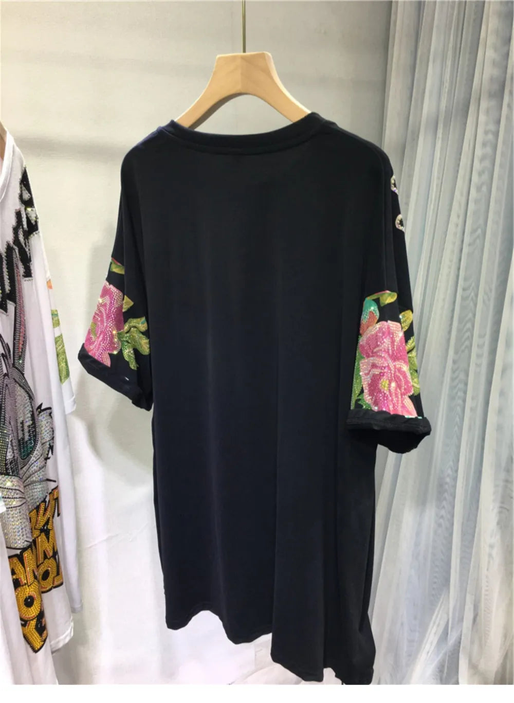 XL-4XL Plus Size Women Clothing Rhinestone Rabbit Cool Women's T-shirt Large Size Gothic Big Size Short Sleeve Tunic Tops 150KG