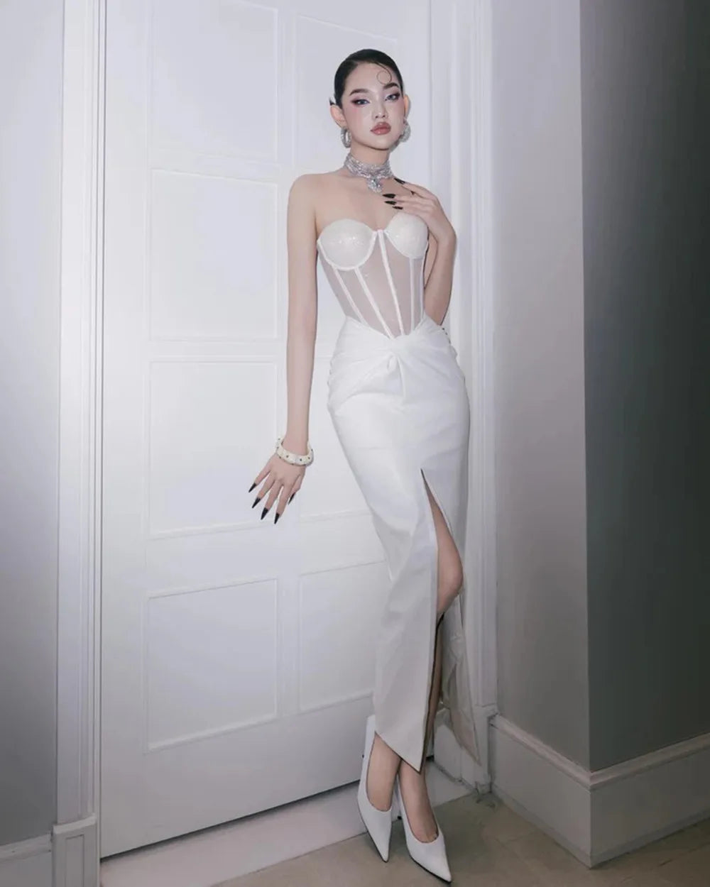 Summer Women Sexy Strapless Laced-up Bodycon Long Dress Celebrate Evening Party Birthday Girls' Vacation Outfit Vestido