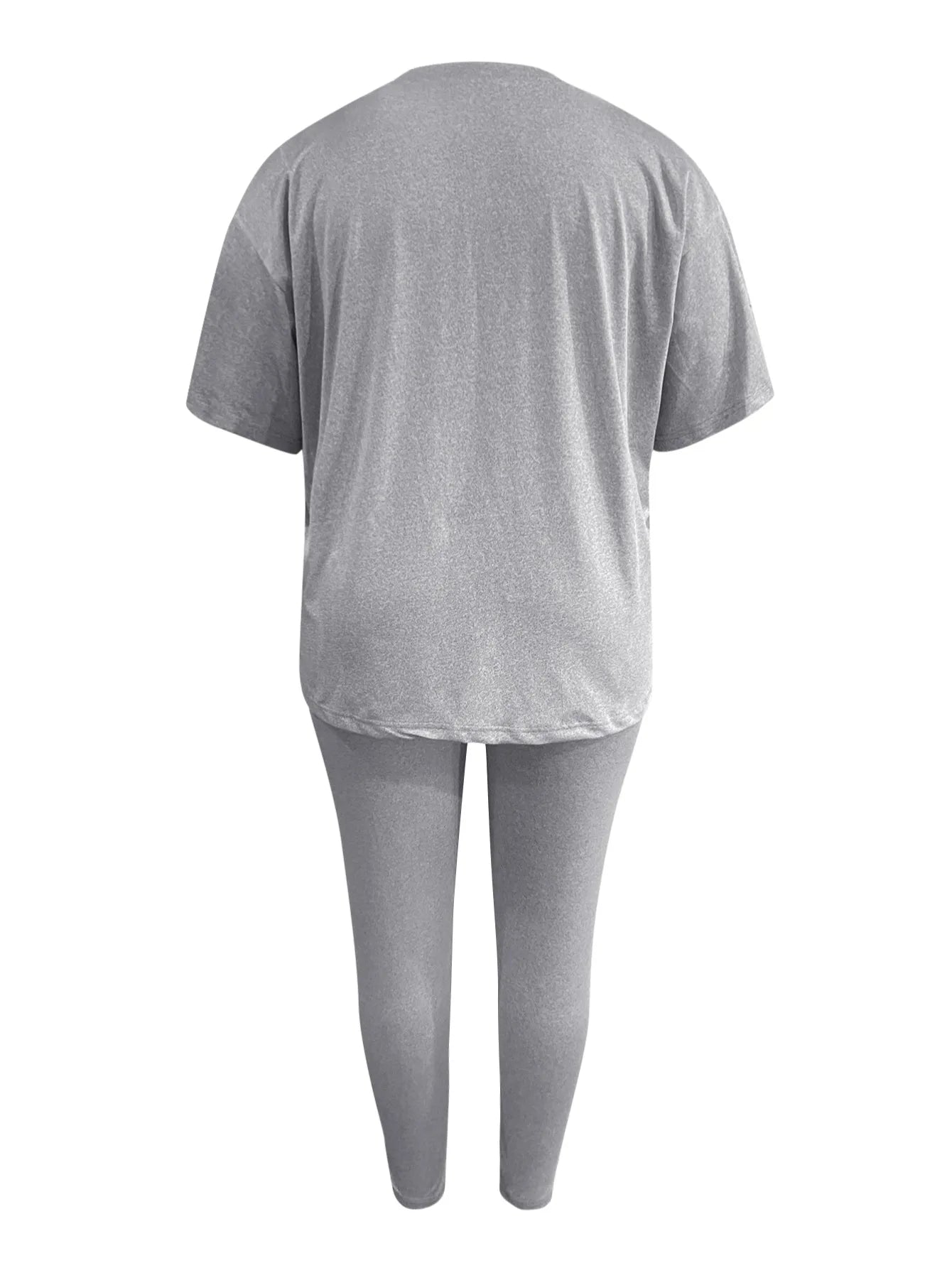 LW Plus Size Two pieces sets Print Pants Set Spring summer casual short sleeve T-shirt + trousers women matching tracksuit set