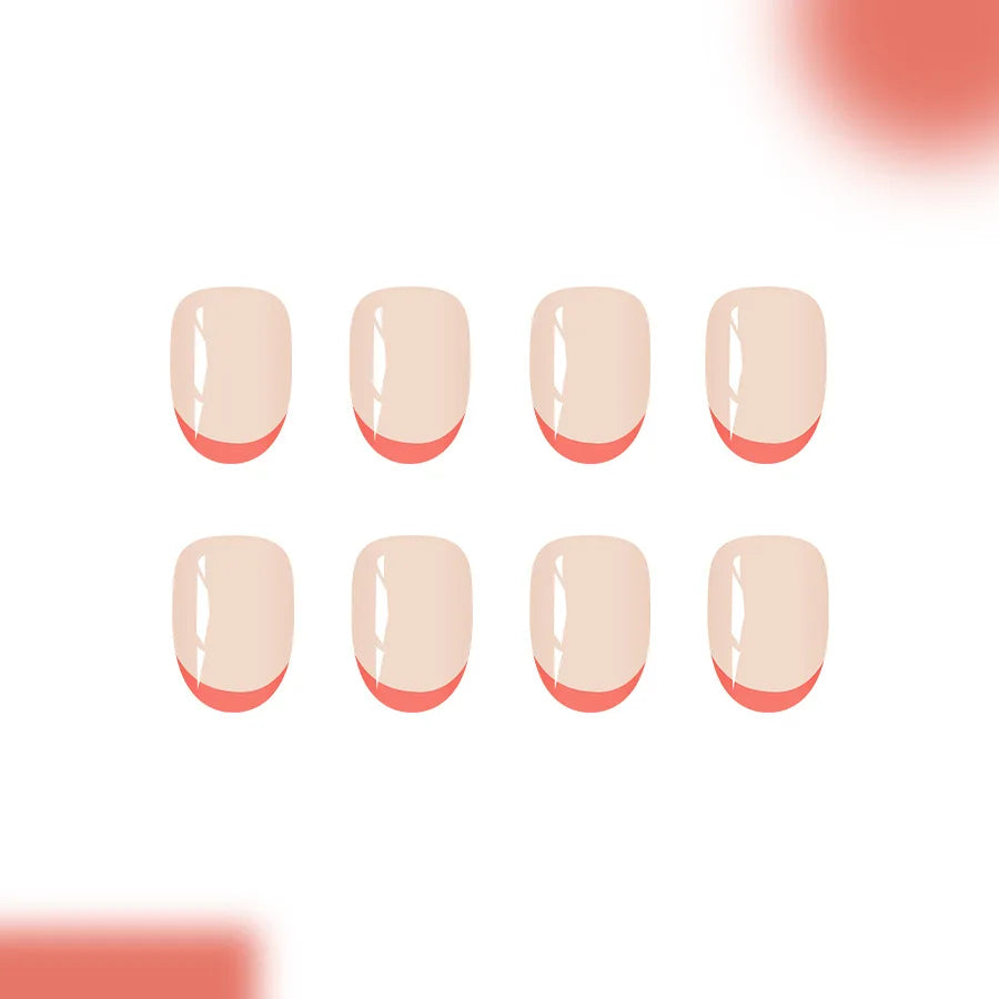 Sweet Girls Blush Pink False Nails 24Pcs Short Square Silver French Press On Nails Nude Color Wearable Fake Nails Patches