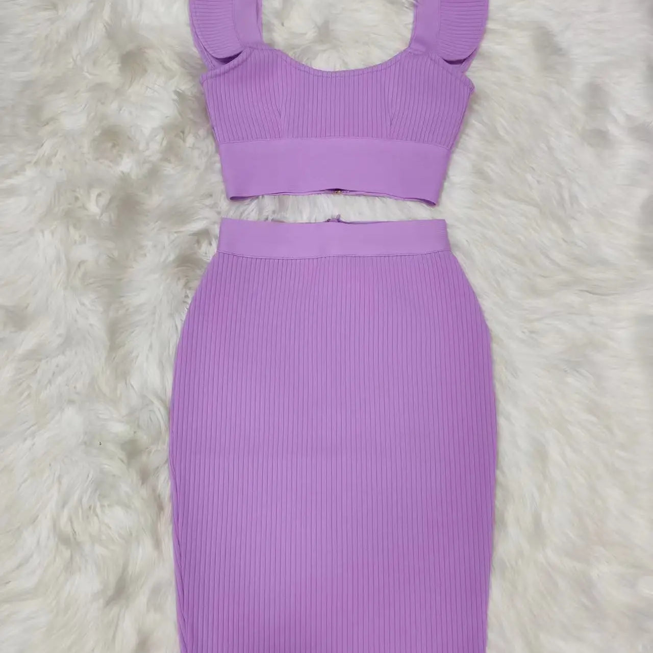 7 Colors Summer Style Women Sexy 2 Pieces Bodycon Mini Dress Nightclub Celebrate Party Fashion Dress Bandage Birthday Dress Lavender