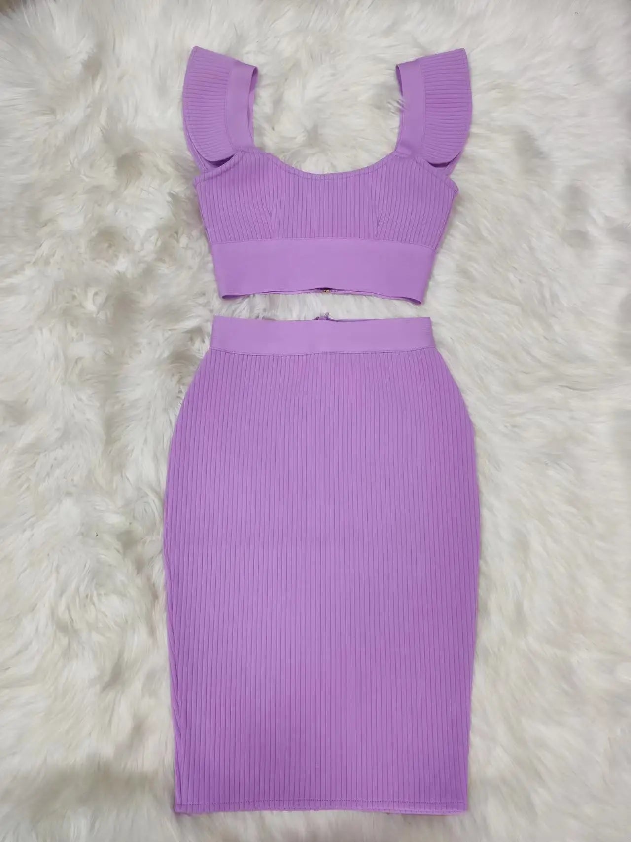 7 Colors Summer Style Women Sexy 2 Pieces Bodycon Mini Dress Nightclub Celebrate Party Fashion Dress Bandage Birthday Dress Lavender