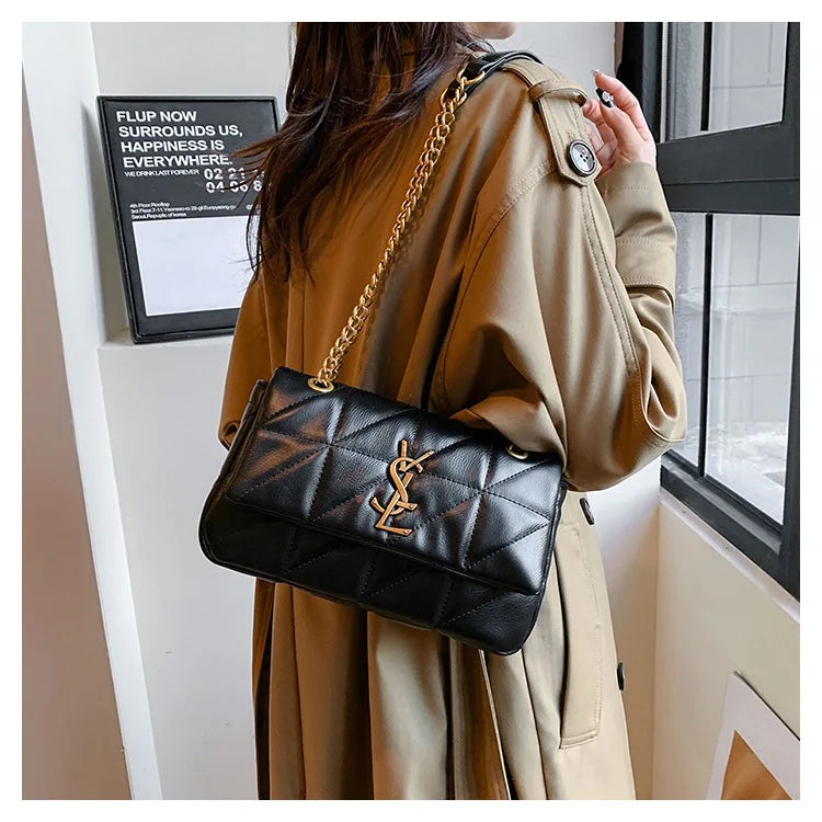 Trendy Quilted Bag 2025 Spring Summer Diamond Pattern Purse for Women, Fashion Chain Strap Shoulder & Crossbody Bag