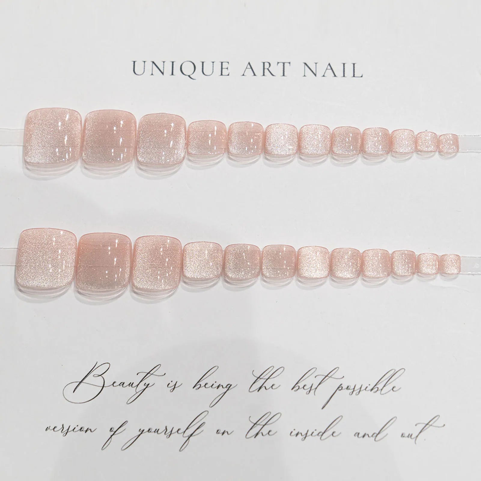 24pcs Summer False Toenails Aurora Cat Eye Fake Toenail Patches Beach Wearable Detachable Square Head Press on Toe Nails