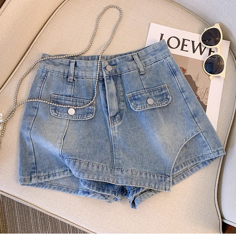 Plus Size L-4XL Denim Shorts For Women High Waist Fashion Summer Jean Pants High Street Y2K Clothing Free Shipping Skirt Short picture