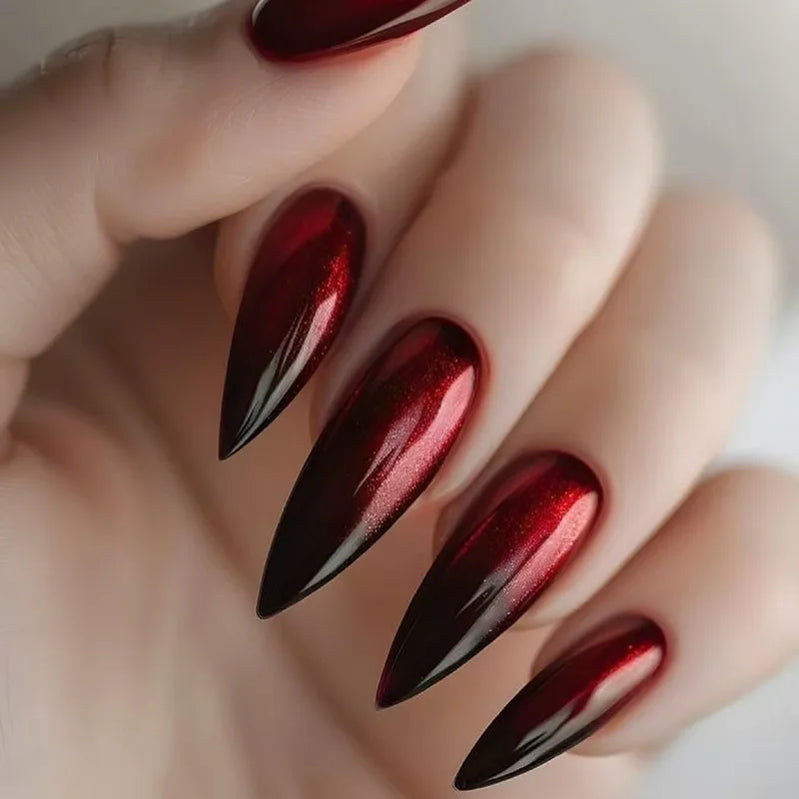 24Pcs  Long Press on Nail Full Cover Rainbow Jump Color Design Gradient Stiletto Almond Manicure Simple Style Acrylic Fake Nails