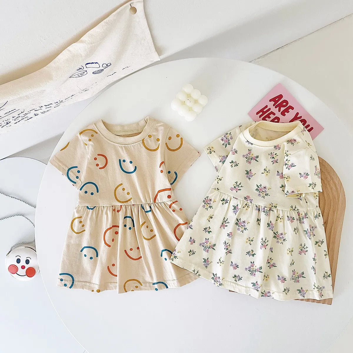 Short Sleeve Summer Baby Dress Cute Pattern Casual Kids Girls Clothing Dress Cotton