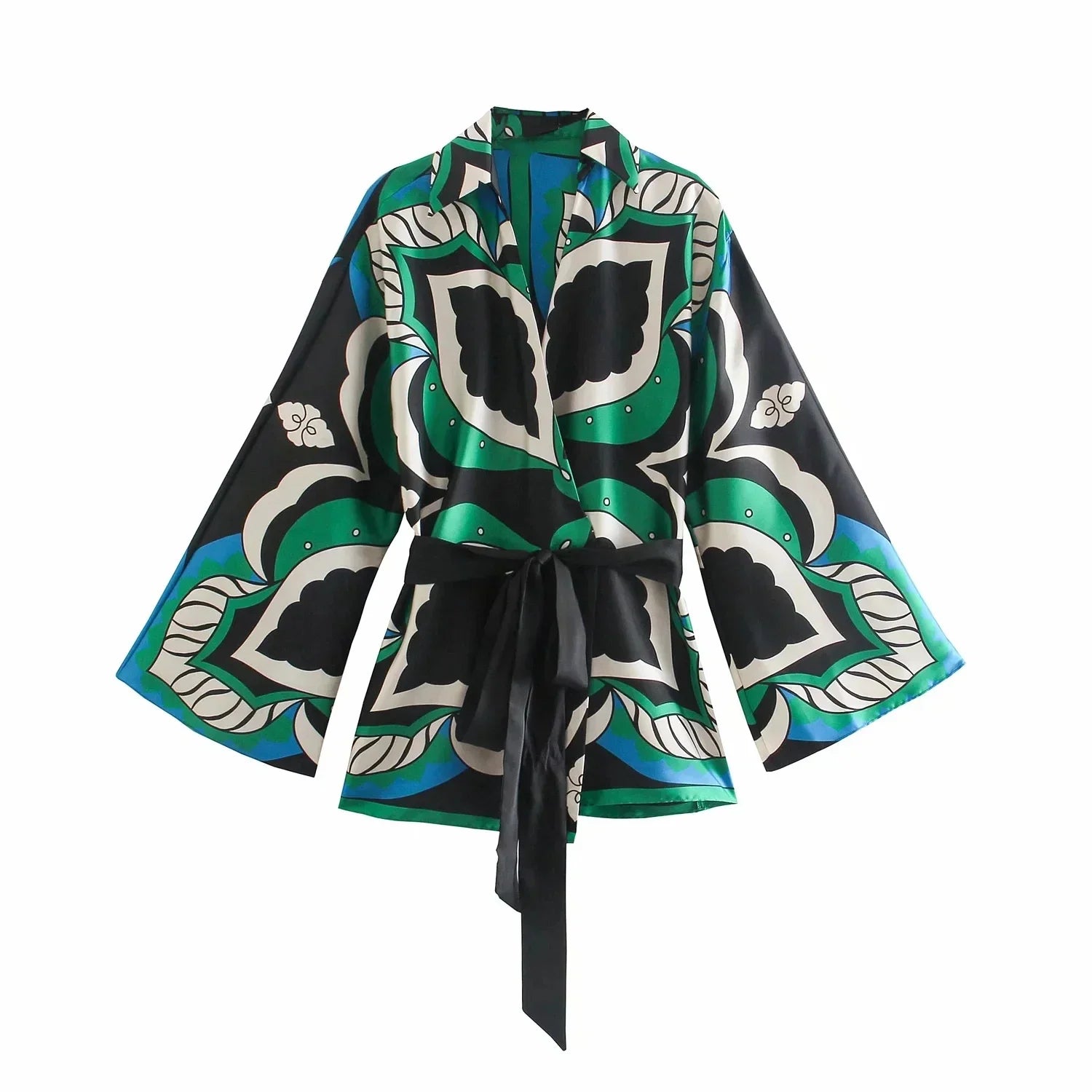 Foridol Oversized Green Print Boho Women Shorts Sets Shirts Shorts Pants Three Pieces Fashion Suits Matching Sets Summer Shirts
