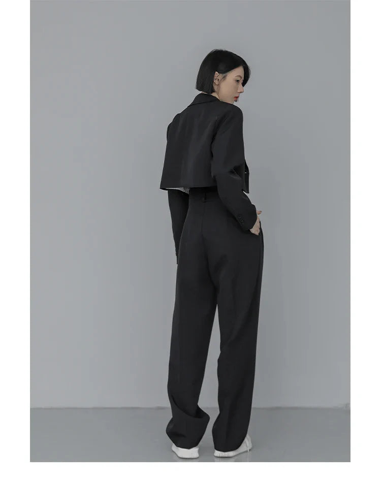 Loose Women Full Sleeve Short Blazers Jackets Pants Suits Female Casual OL Quality Trouser 2 Pieces Set Spring Autumn WS284