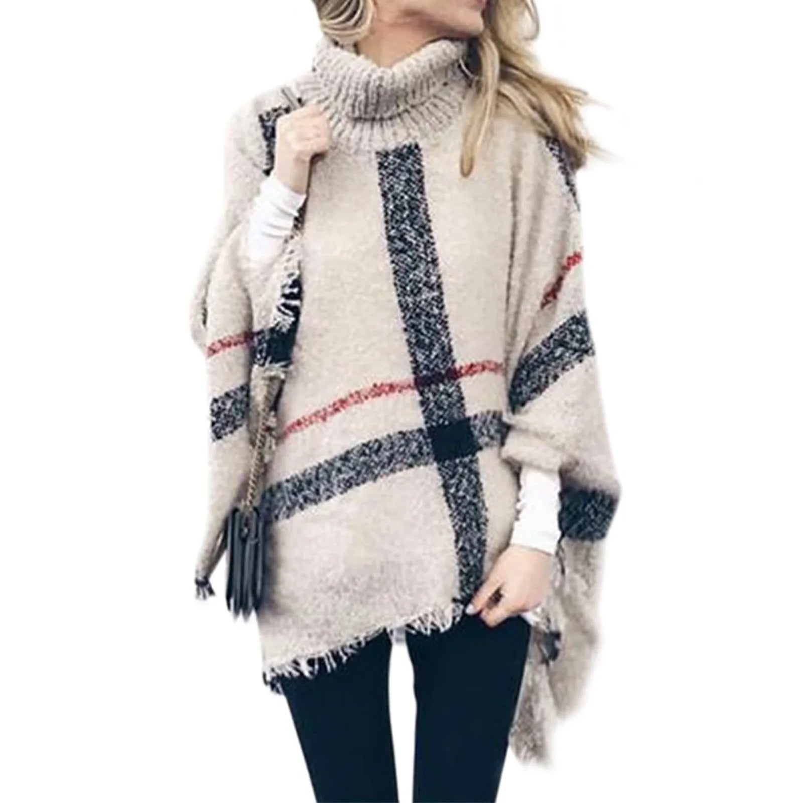 Women Asymmetrical Tassel Pullover Jumper Casual Sleeve Shawl Coat