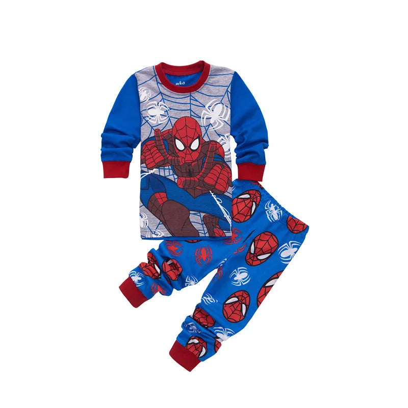 Children's Pyjamas Spiderman Iron Man Set Kids Sleepers Hero Collection Set Boys Girls Cartoon Long Sleeve Sleepwear 2-7T