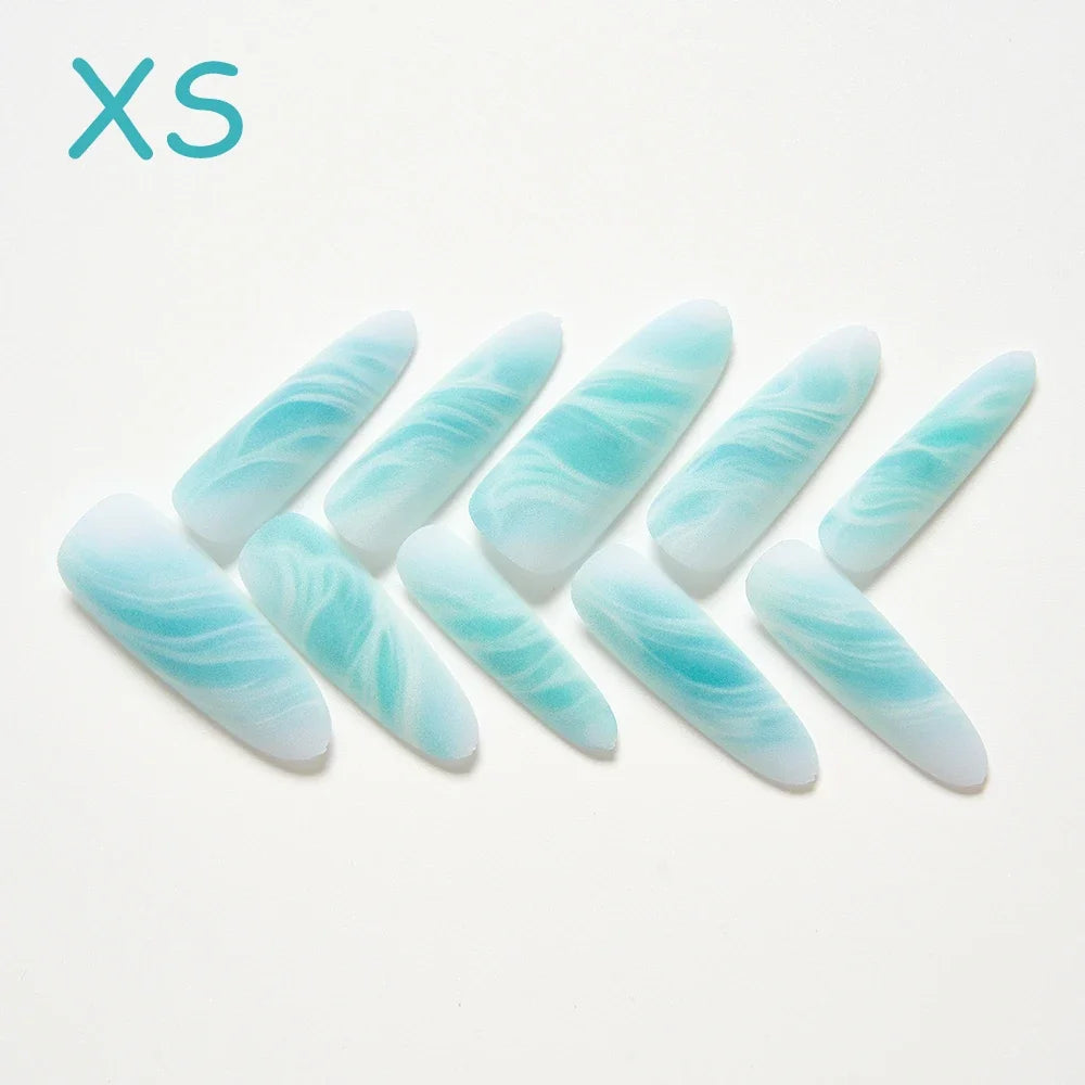 10Pcs/set Lucky Nine-tailed Fox Printed Chinese Style False Nails Long Press-on Acrylic Fakes Nails Adhesive Unique Design