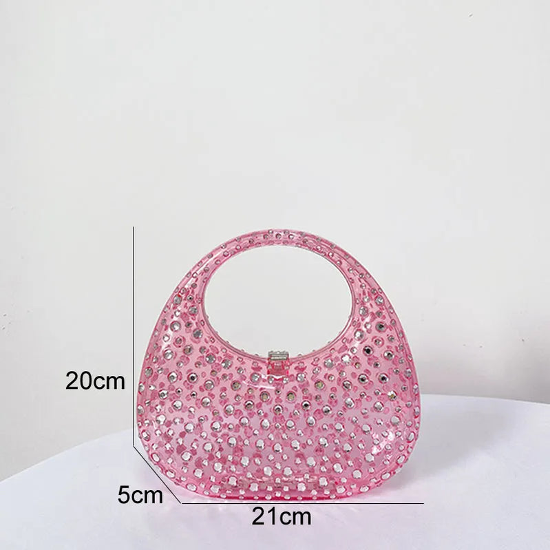 Fashion Women Diamond Handbags and Purses Transparent Acrylic Luxury Party Prom Evening Bag Casual Bling Bling Clear Clutch