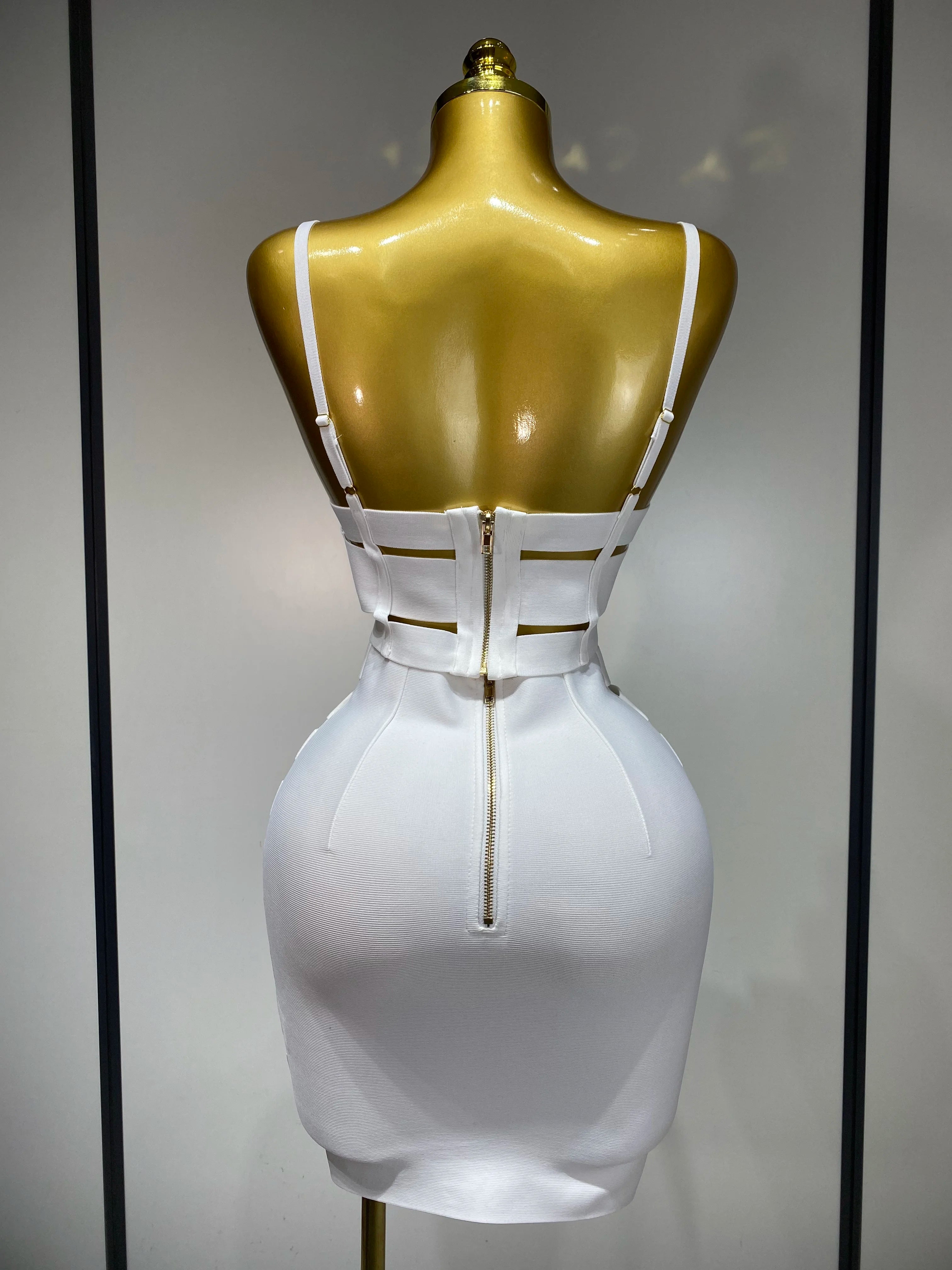 Women Sexy Cut Out Mini Bodycon Bandage Skirt Two Piece Set 2025 Celebrity High Streeet Evening Birthday Club Party Outfits