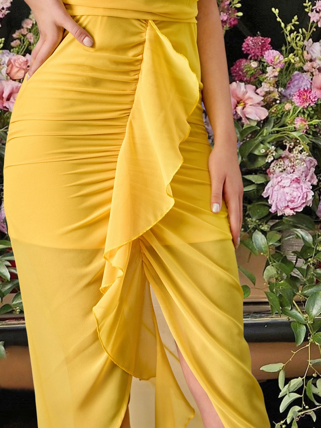 Summer Chiffon Long Dress Casual Square Neck Ruched Ruffle Halter Backless Bodycon Slim Dresses