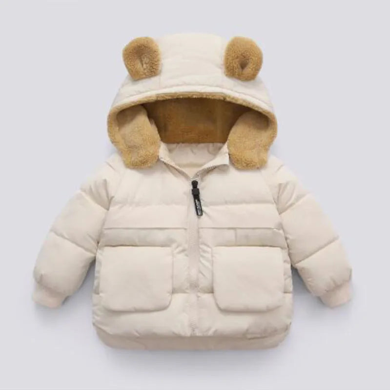 Winter fur collar warm jacket down coat boys girls clothes thickened 2-7year old baby fashion Korean version children's clothing Photo Color
