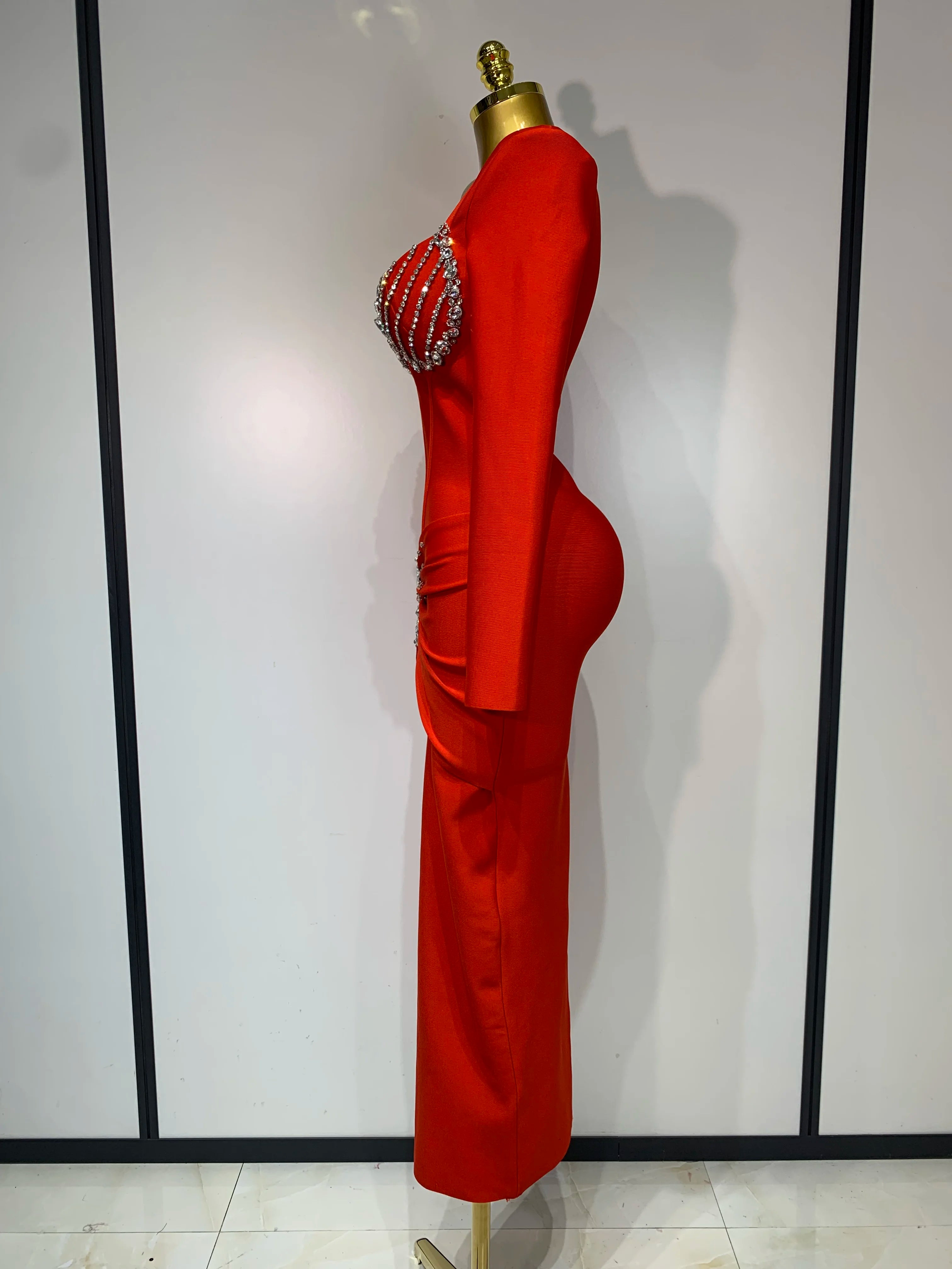 Women Sexy Luxury Sparkly Diamond Bandage Long Sleeve Bodycon Dress 2025 Celebrity Elegant Evening Club Pary Birthday Dresses