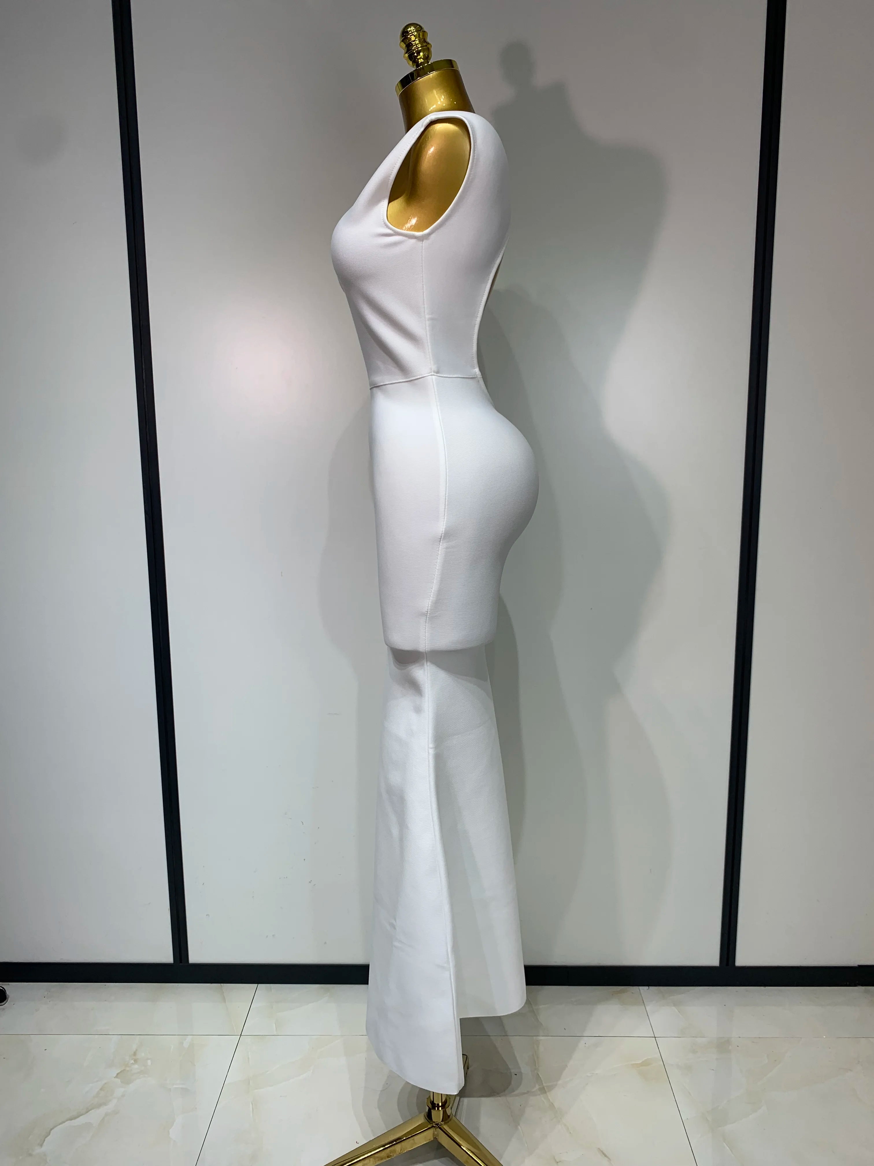 Women Sexy Sleeveless Backless Design Bodycon Bandage Dress 2025 Celebrity Elegant Evening Club Party Luxury Birthday Dresses