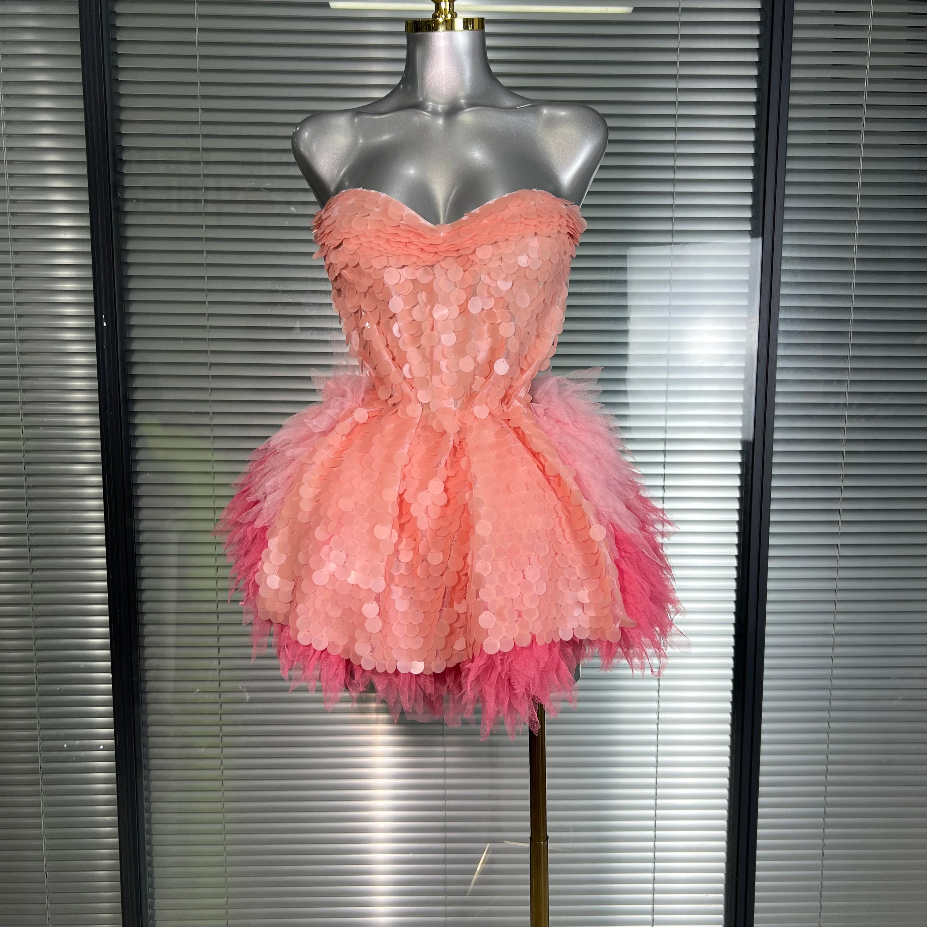 Women Sexy Sequins Two Pieces Set Shinning Night Club Skirt Suits Singer Dancer Adjustable Stage Performance Costume