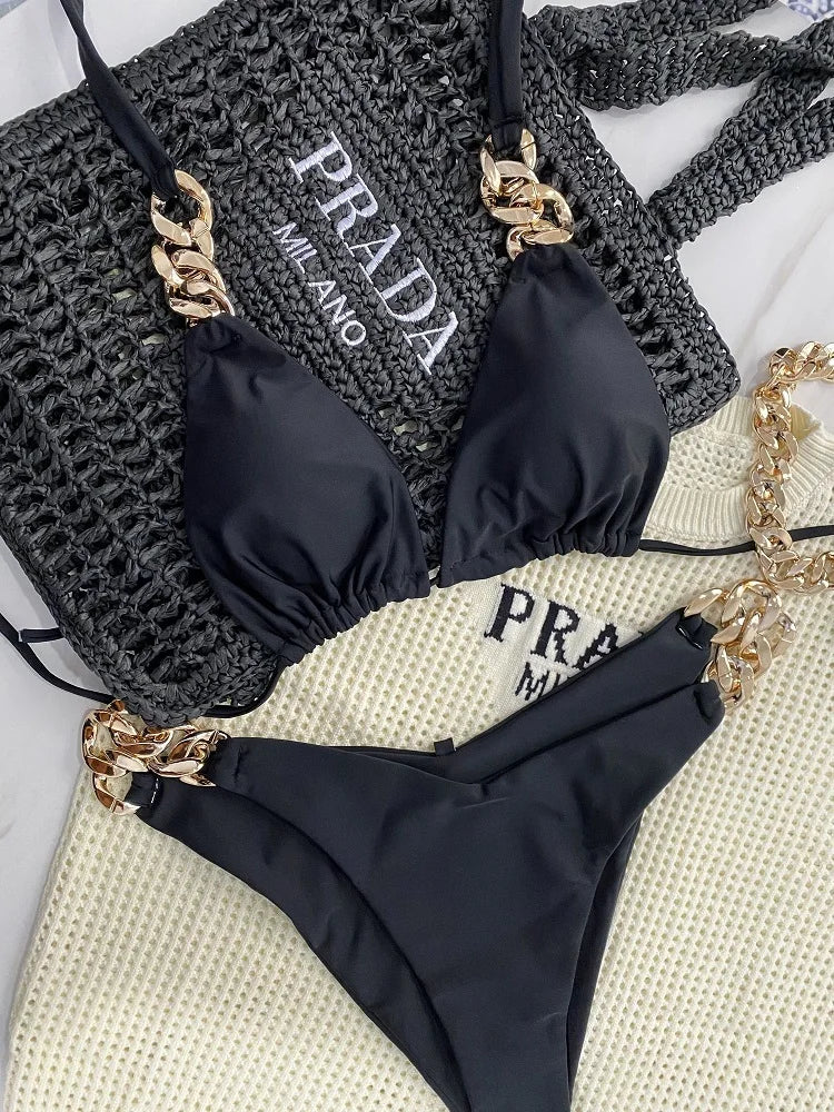 RUOTONGSEPT New Sexy Bikini 2023 Triangle Bathing Suit for Women Brazilian Bikini Set 2-piece Halter Swimwear Push Up Swimsuit F06
