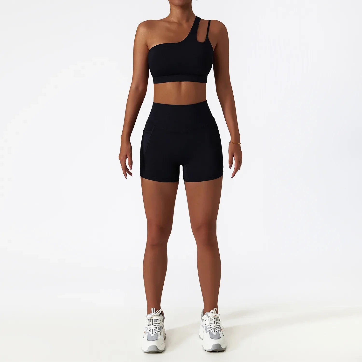 Women Seamless One Shoulder Yoga Set Sexy Sports Bra Workout High Waist Yoga Suit Leggings Workout Set Fitness Suits Sportswear A1