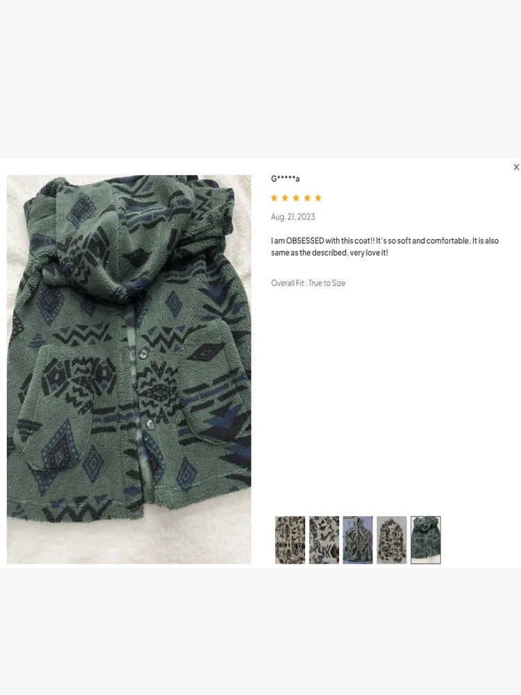 Stay Cozy This Winter with ZAFUL Women's Hooded Aztec Print Geometric Jacket