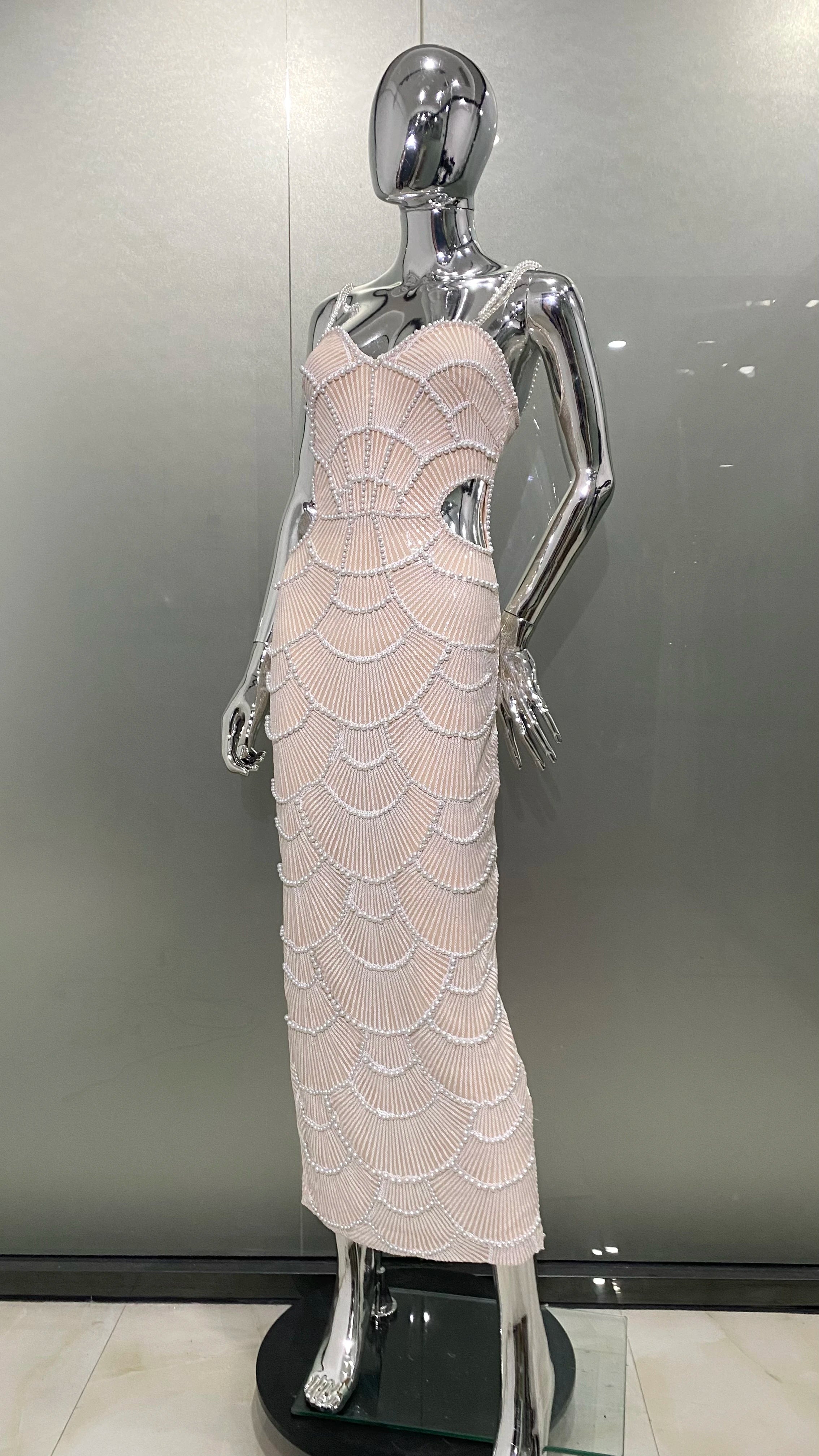 Black Color Women Sleeveless Sexy Beading Strap Bodycon Long Dress Shinning Sequins Celebrate Elegant Evening Party Dress