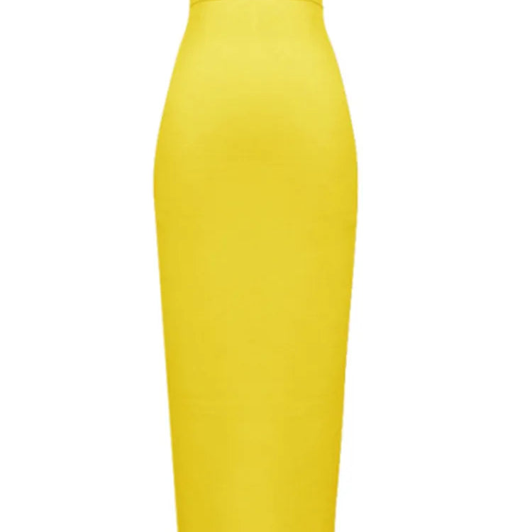 Women Candy Color Sexy Neon Green Pink Orange Yellow Pink Midi Knee Length Bandage Skirt Designer Pencil Skirt Faldas 78cm