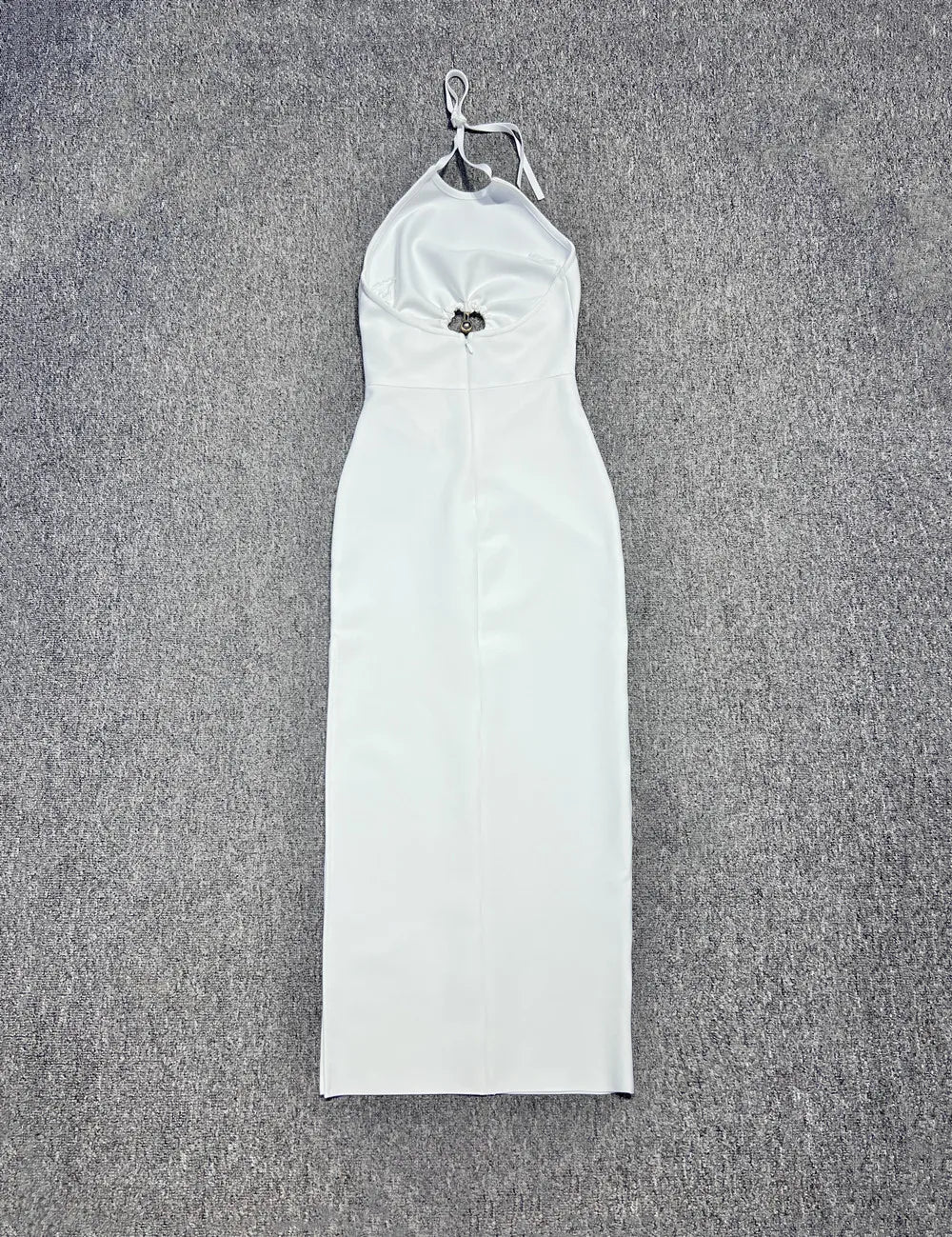 White Color Women Sexy Off the Shoulder Keyholes Bodycon Bandage Mid-calf Dress Backless Fashion Celebrate Nightclub Party Dress