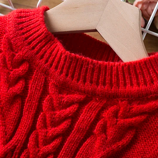 Girls Knitted Dress New Year Autumn Winter Clothes Reindeer Kids Dress For Girls Princess Costume Warm Christmas Dresses 3 8T