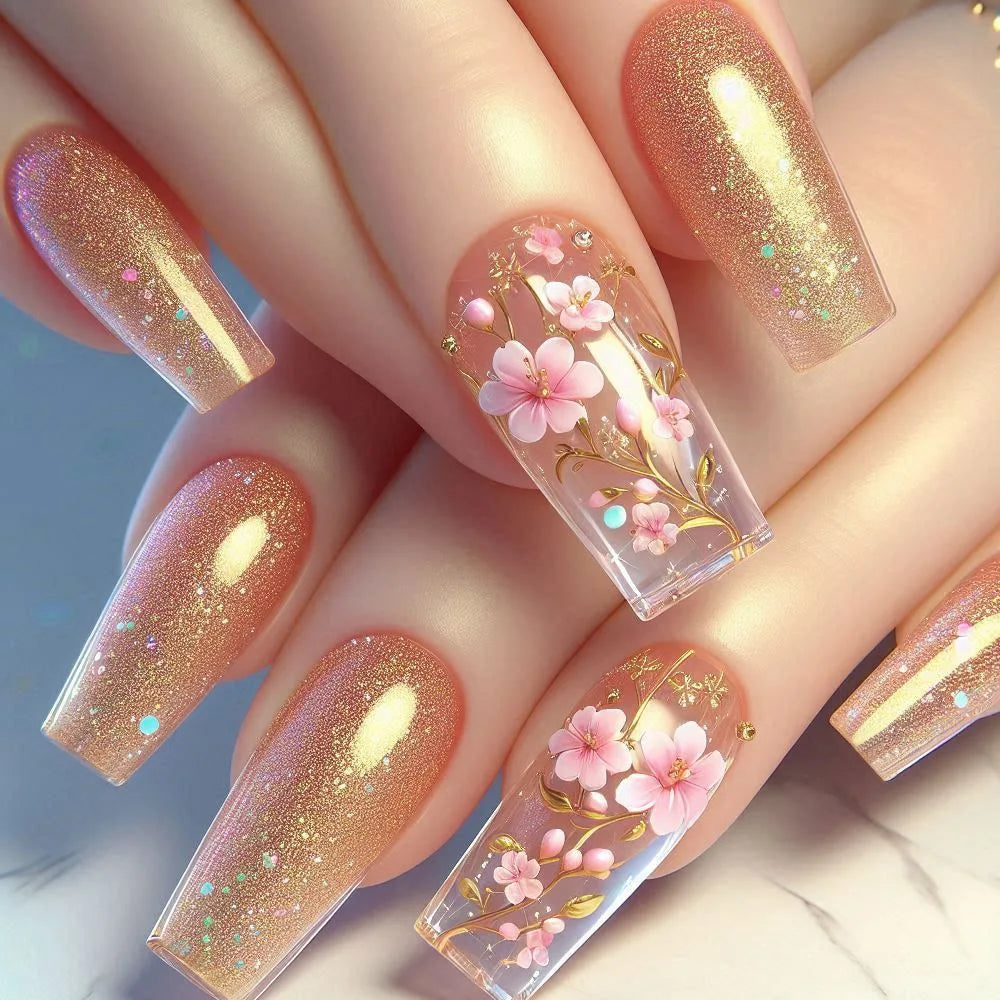24 peças unhas postiças quadradas curtas médias brilhantes arte de unha branca usável unha postiça prateada francesa cobertura total pressione pontas de unhas