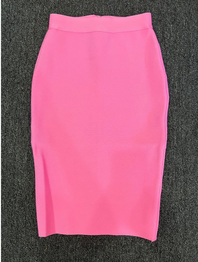 Women Rayon Bandgae Skirt Elegant Pencil Skirt Celebrity Sexy Club Party Wear Vintage Vestios
