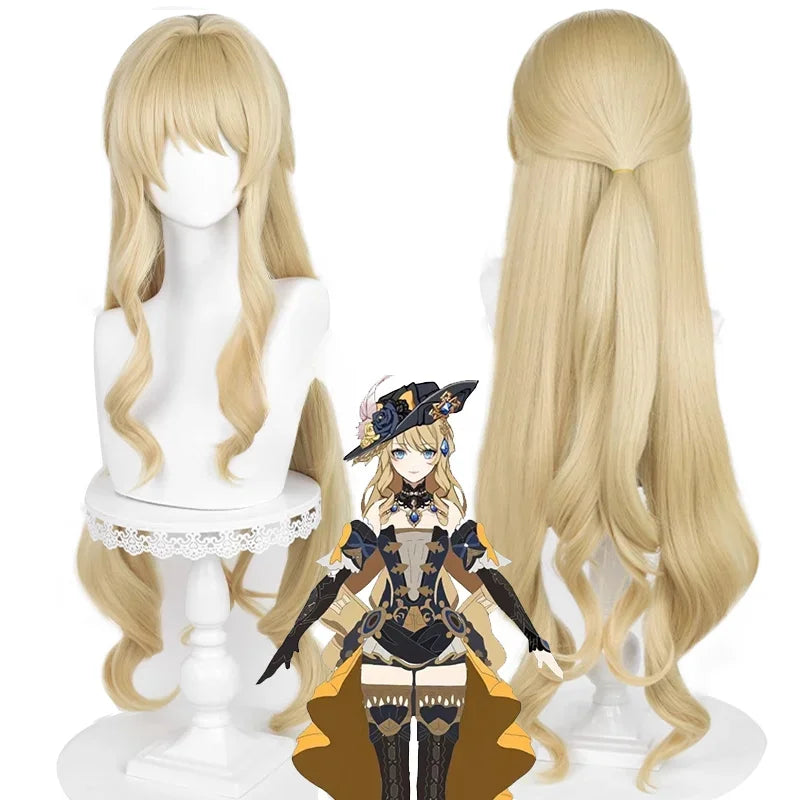 Navia Genshin Impact Cosplay Costume Wig Dress Uniform Fontaine Spina Di Rosula Hat Clorinde Halloween Costumes for Women Wig only