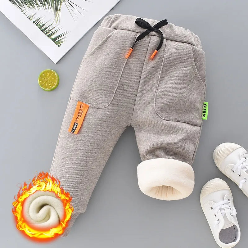 Winter Kid Thick Fleece Trousers Autumn 0-6Y Children Straight Warm Sports Pant Baby Girl Elastic Waist Jogger Sweatpant for Boy Children Fleece Pant