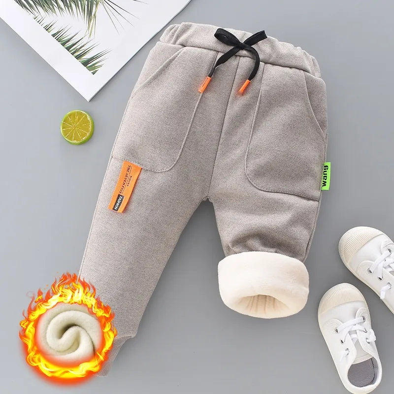 Winter Kid Thick Fleece Trousers Autumn 0-6Y Children Straight Warm Sports Pant Baby Girl Elastic Waist Jogger Sweatpant for Boy Children Fleece Pant