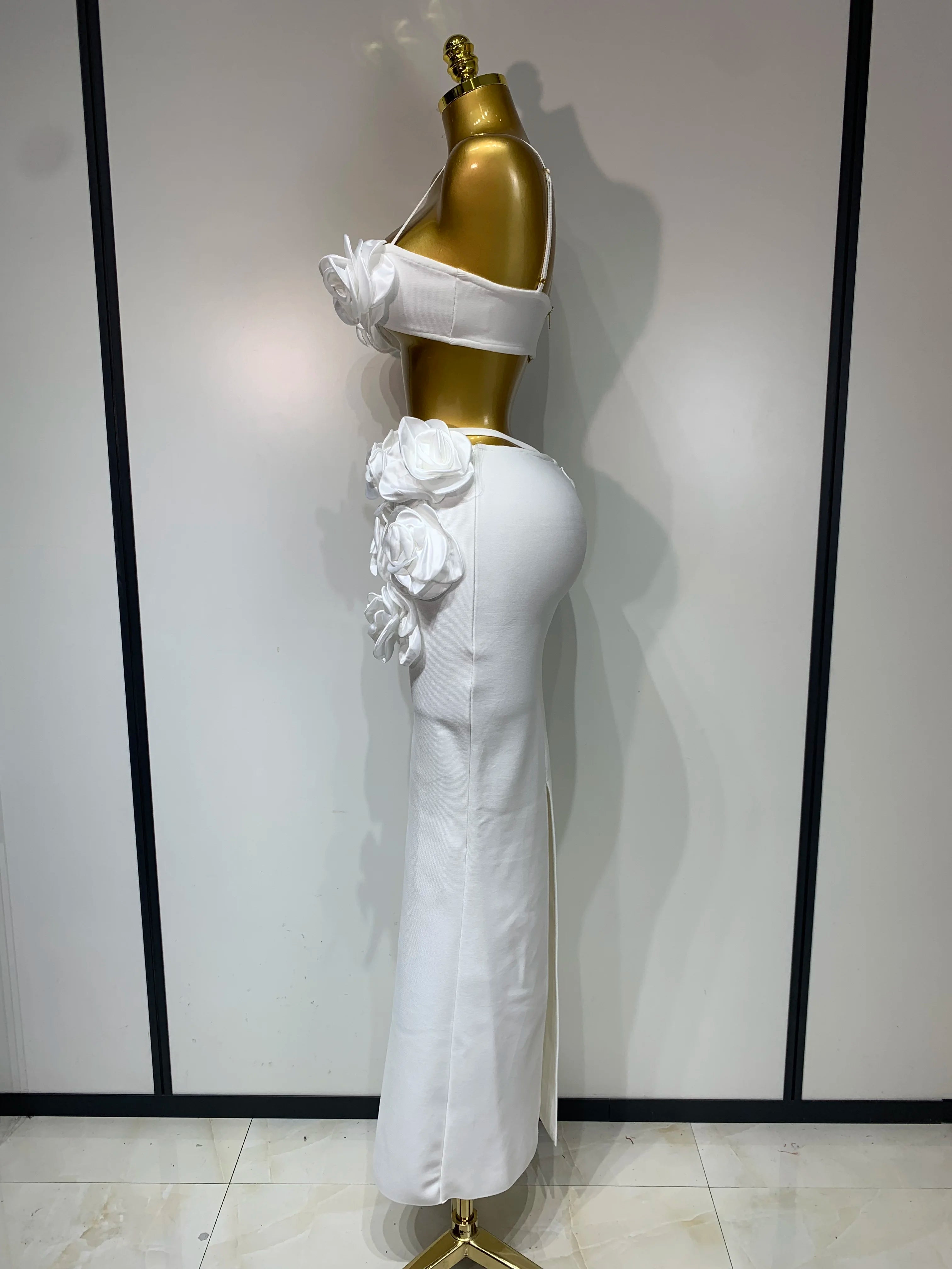 Women Sexy Camisole Floral Bandage Long Skirts Two Piece Set 2025 Celebrity Elegant Party Cocktail Prom Gown Nightclub Outfit