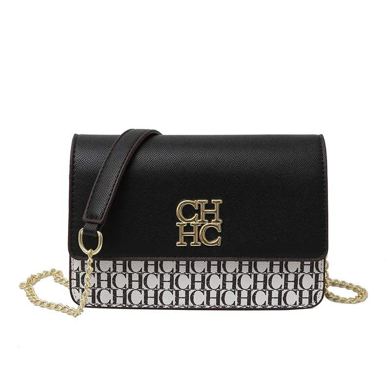 CH Pure Color Design Classic Ladies Crossbody Bag Fashion Luxury Brand Multi Embossed Ladies Handbag Ladies Shoulder Bag CHHC-5-Black United States