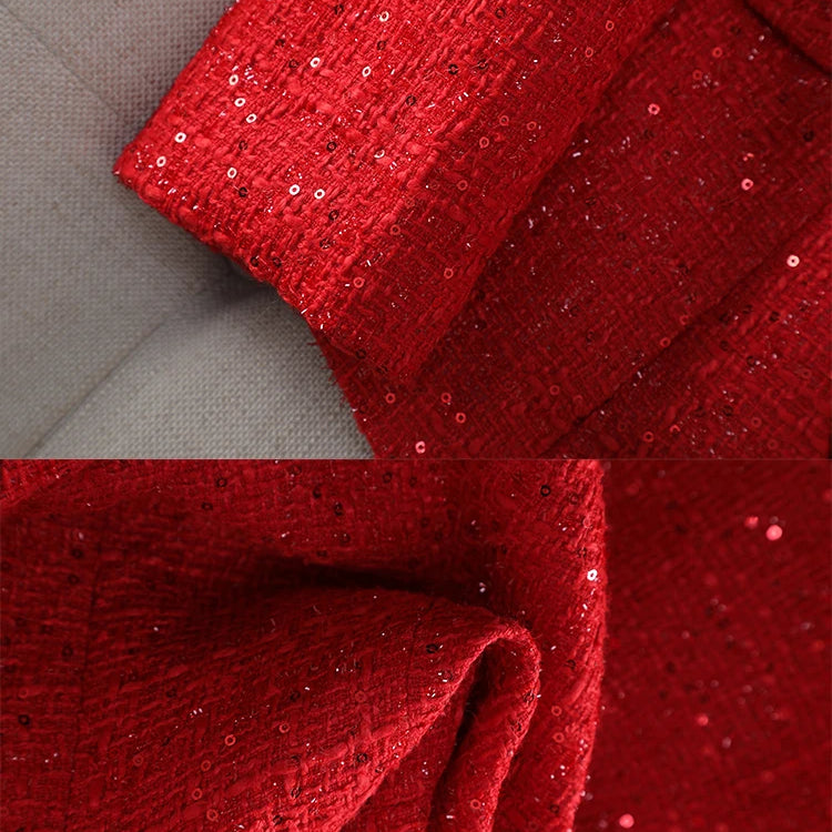 Women's Blazer Ladies Casual Autumn Winter Jacket Female Long Sleeve Single Breasted Button Decoration Red Navy Plaid Coat